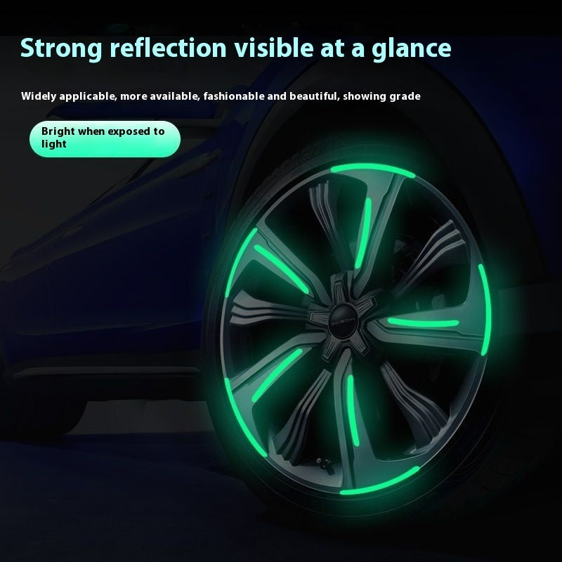 Rainbow Luminous Car Wheel Stickers Safety Reflective Decals