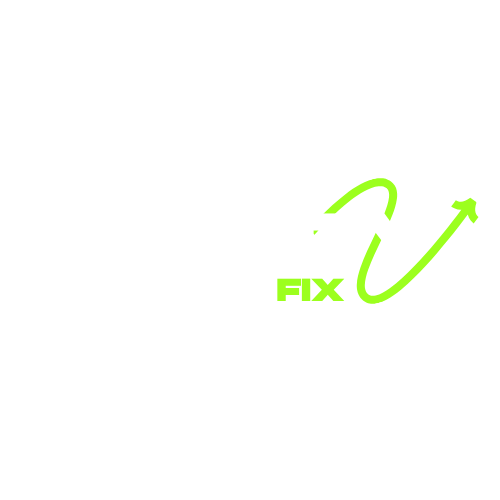 Green 'FIX' logo with an arrow on a white background
