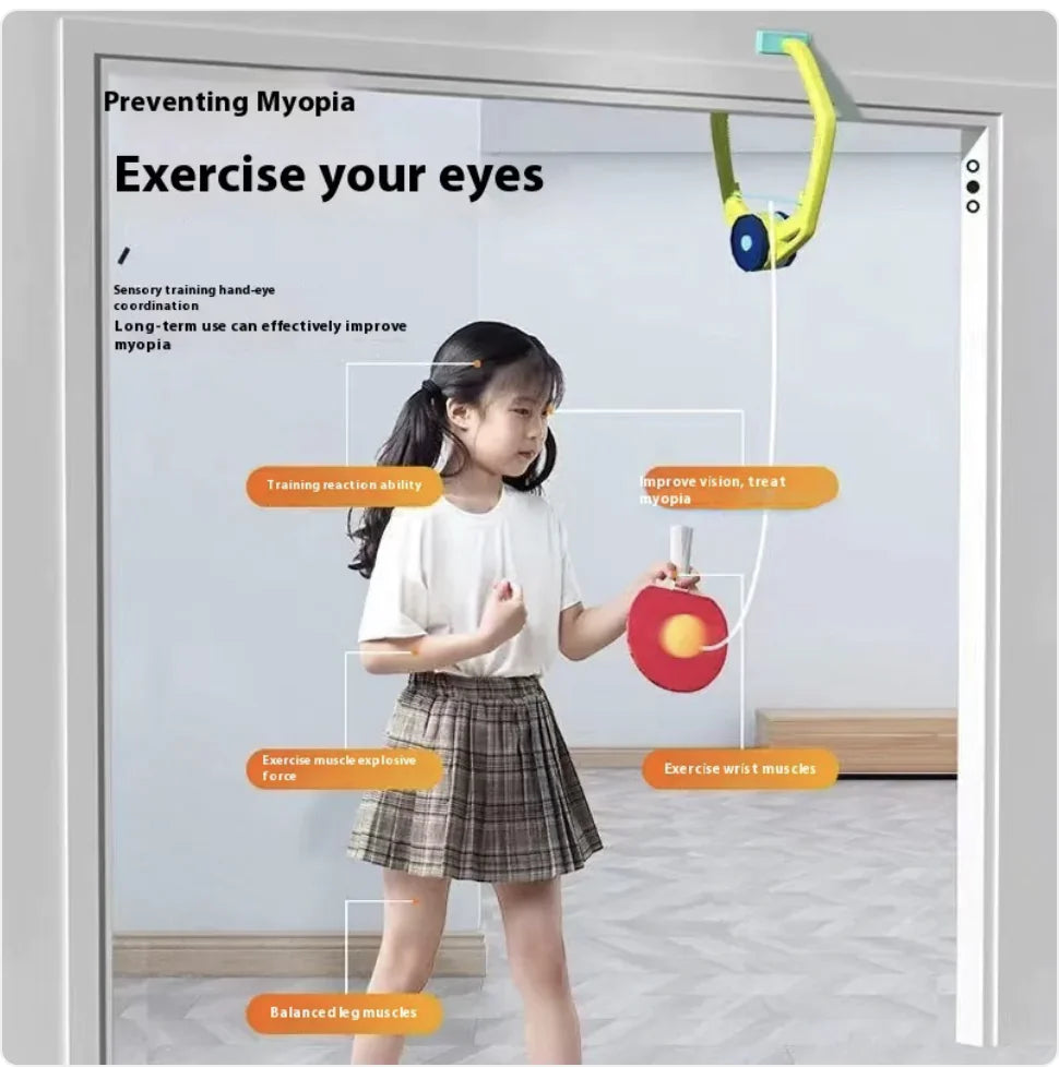 Kids Wall-Mounted Table Tennis Trainer Fun Reflex Game