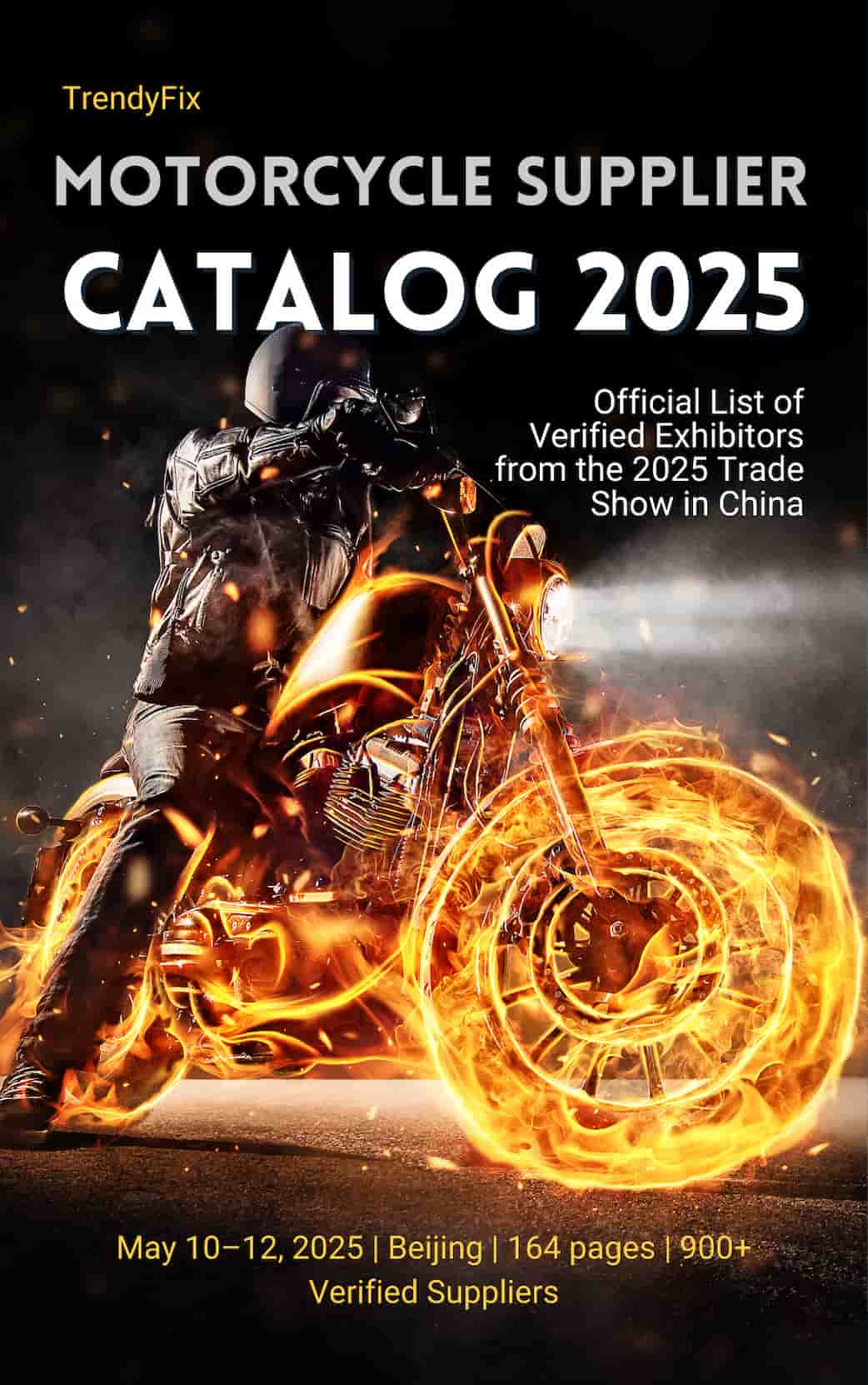 China Motorcycle Parts Supplier Catalog 2025, 164-page PDF with 900+ exhibitors from April 2025 Kunming fair.
