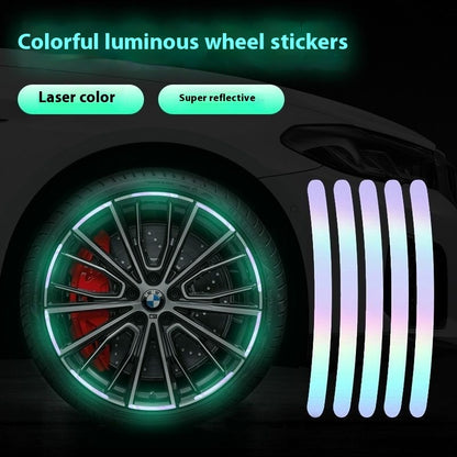 Rainbow Reflective Luminous Car Wheel Rim Stickers