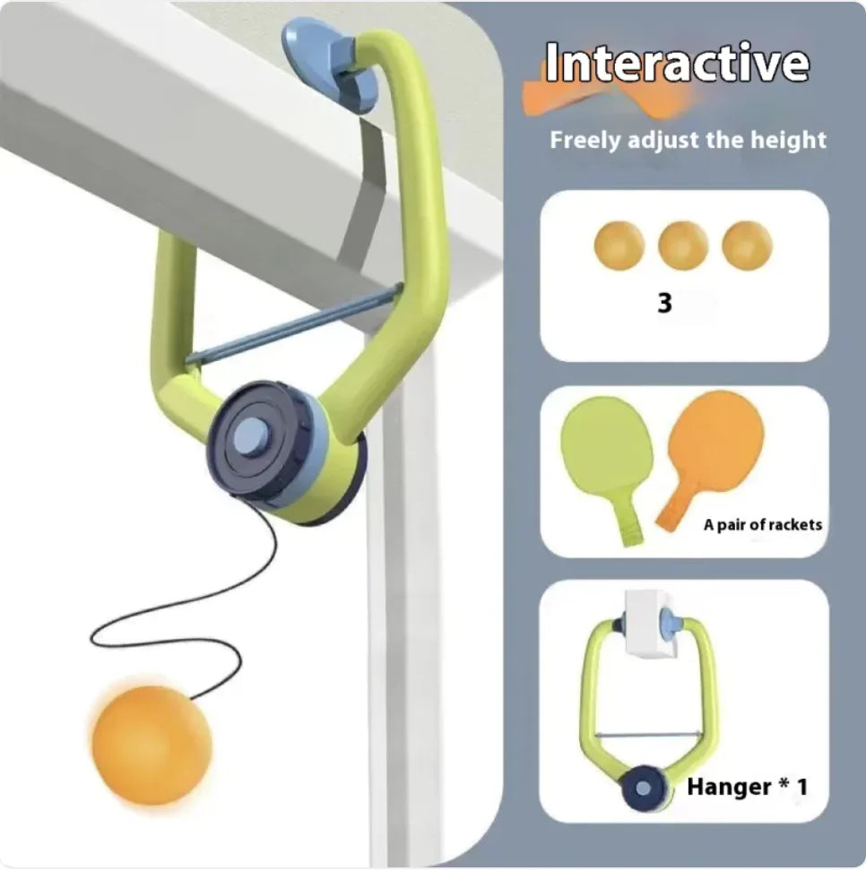 Kids Wall-Mounted Table Tennis Trainer Fun Reflex Game